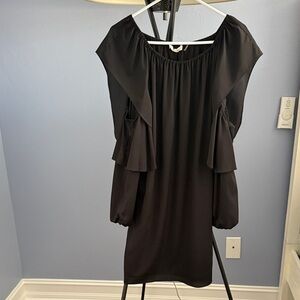 Elegant Black Long Cutout Sleeve Dress